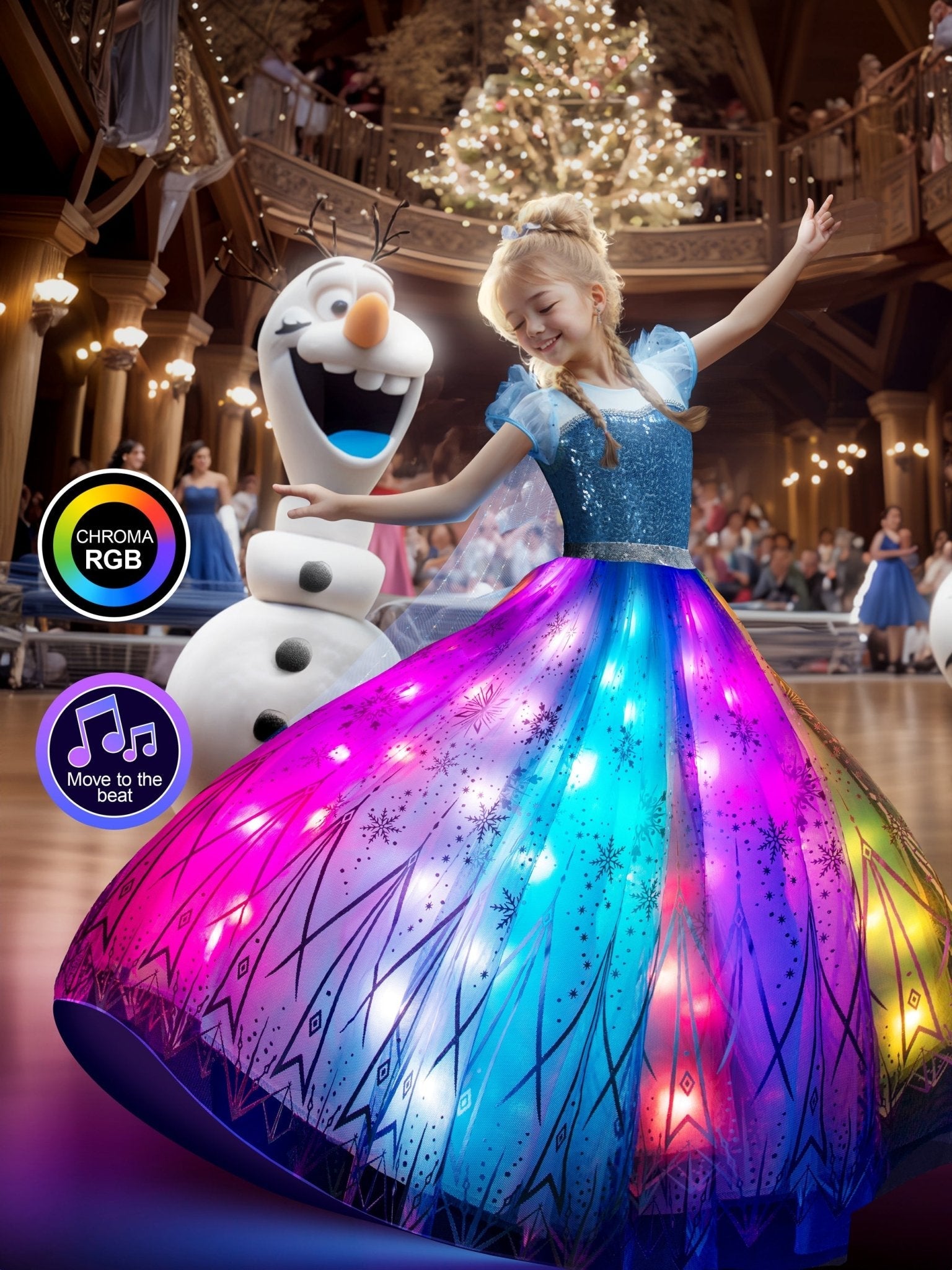 Light Up Ice Queen Costume and Personalised portrait Free - Uporpor