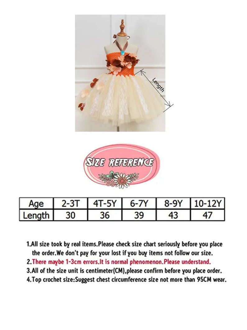 Light - Up Moana Lace Tulle Tutu Dress with Flower for Girls' Party - Uporpor - Uporpor