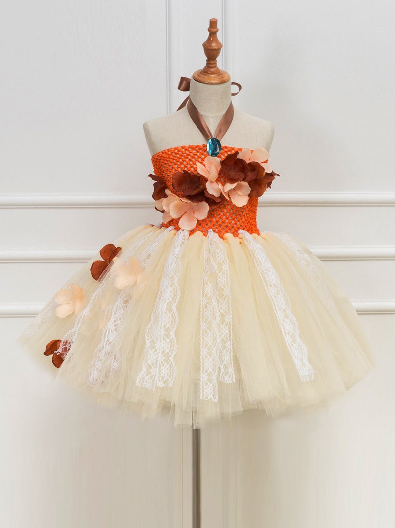 Light - Up Moana Lace Tulle Tutu Dress with Flower for Girls' Party - Uporpor - Uporpor