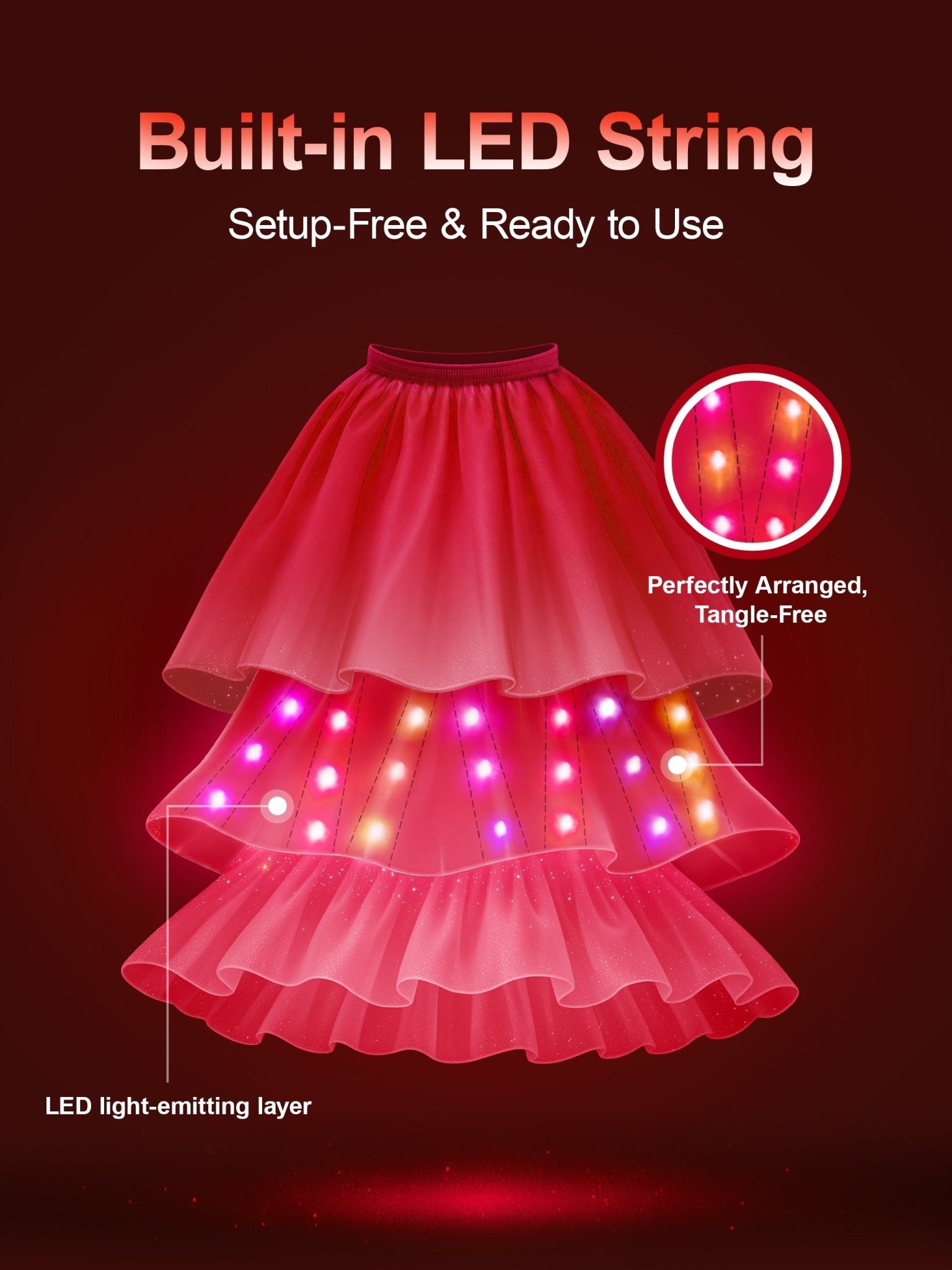 Light Up Princess Dress Set for Girls – Colorful LED Dress Up Outfit for Birthday & Party - Uporpor