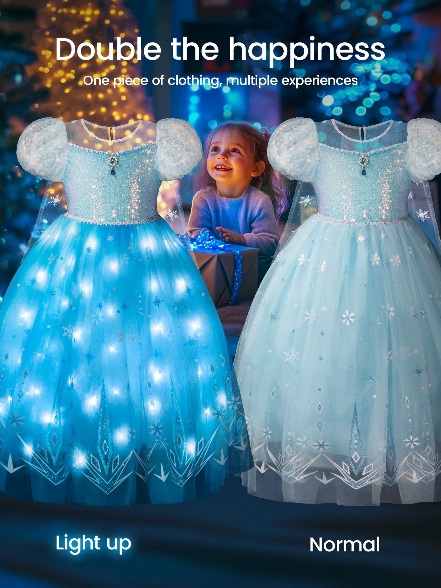 Light up Princess Elsa Costumes for Little Girls - Uporpor