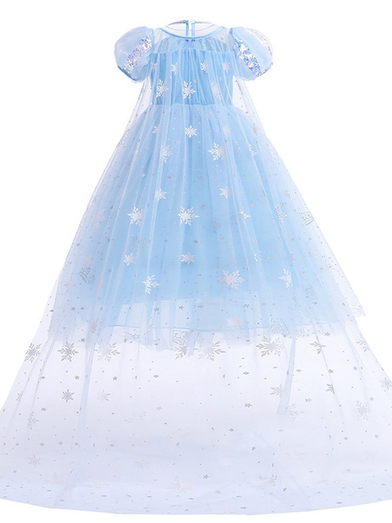 Light Up Princess Sequins Elsa Dress With Cape For Girls Party - Uporpor - Uporpor