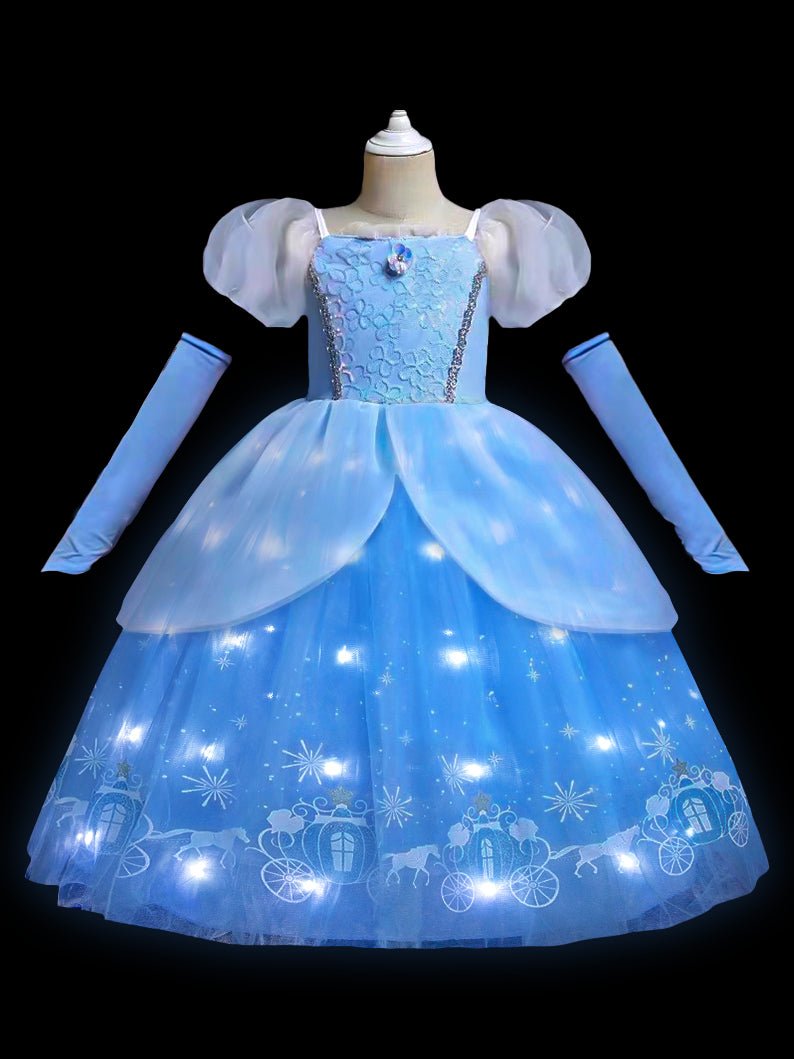 Light Up Puffy Sleeves Princess dress for Girls Cinderella - Uporpor - Uporpor