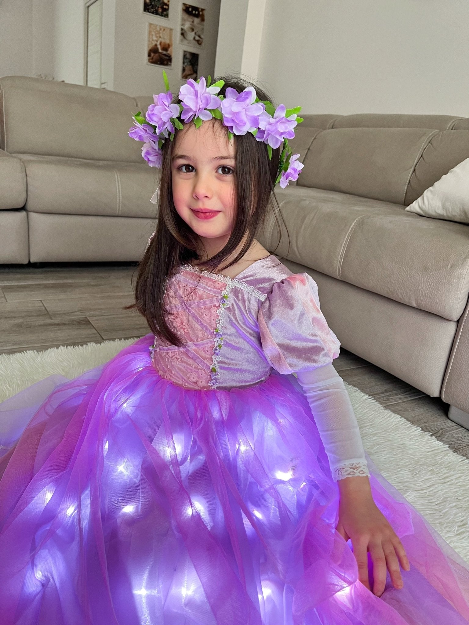 Light Up Purple Princess Dress Costume for Girls – Birthday & Party - Uporpor