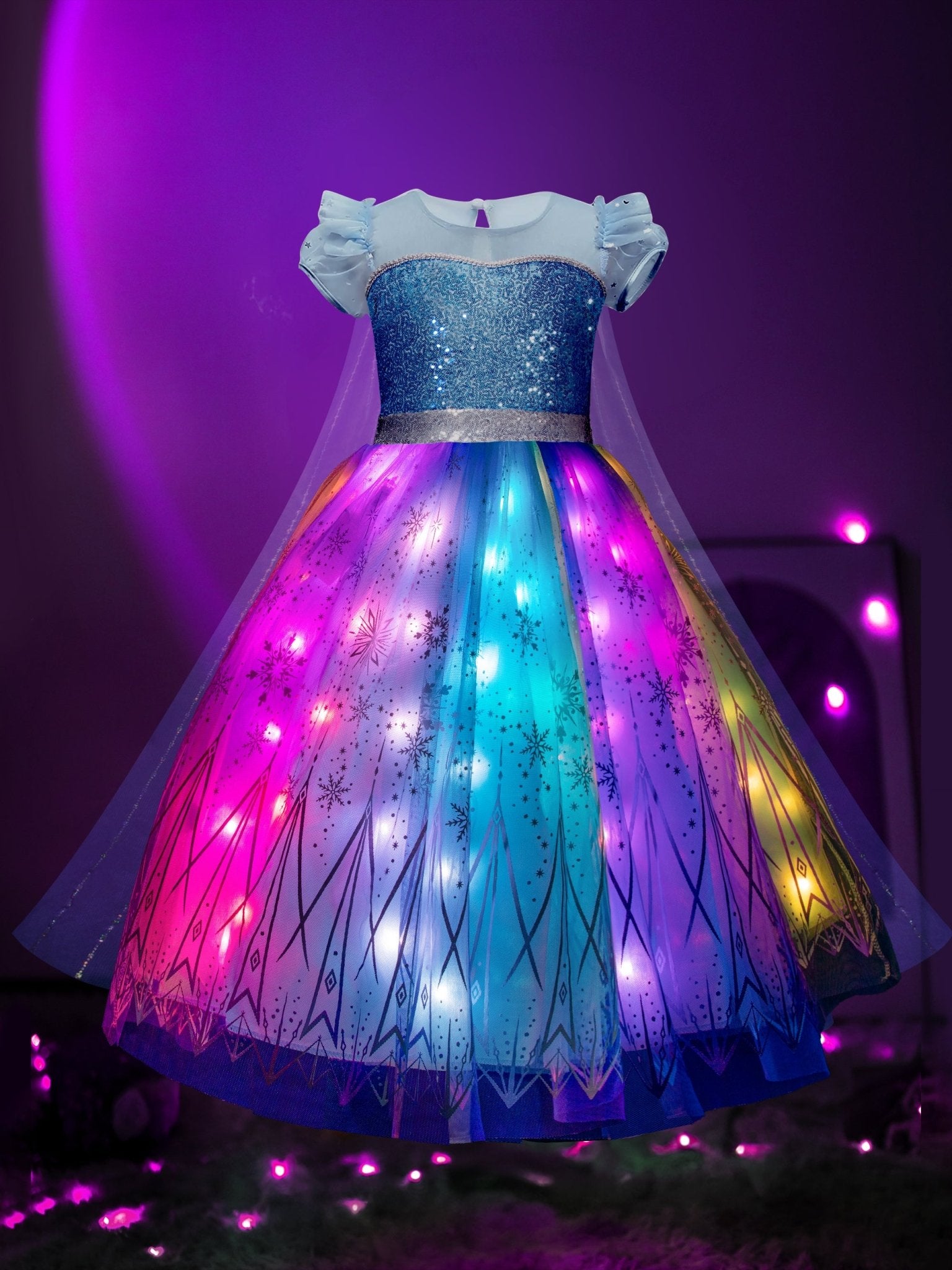 Frozen Elsa Light Up Ice Queen Princess Costume for Girls Exclusive Fancy Dress Uporpor