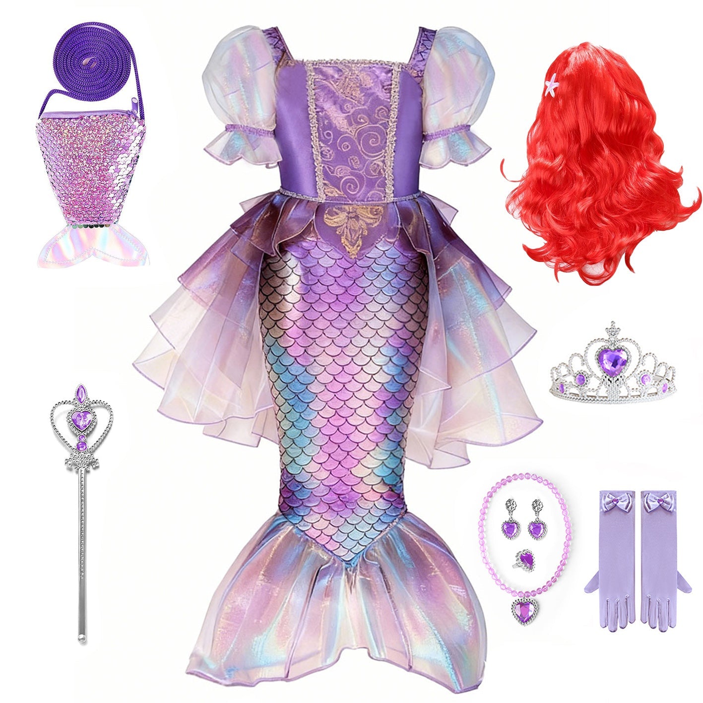 Light Up Sparkling Princess Dress Costume for Little Girls - Uporpor