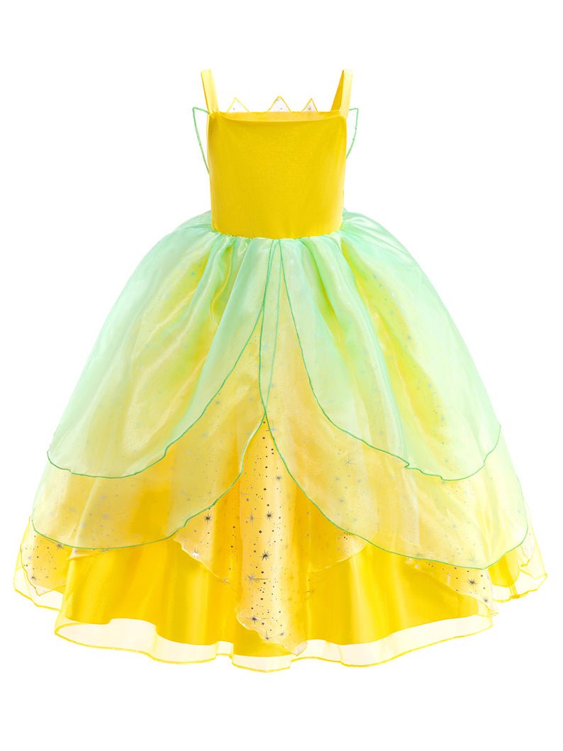 Light Up Tiana Little Girls Green Frog Princess Dress Party - Uporpor - Uporpor