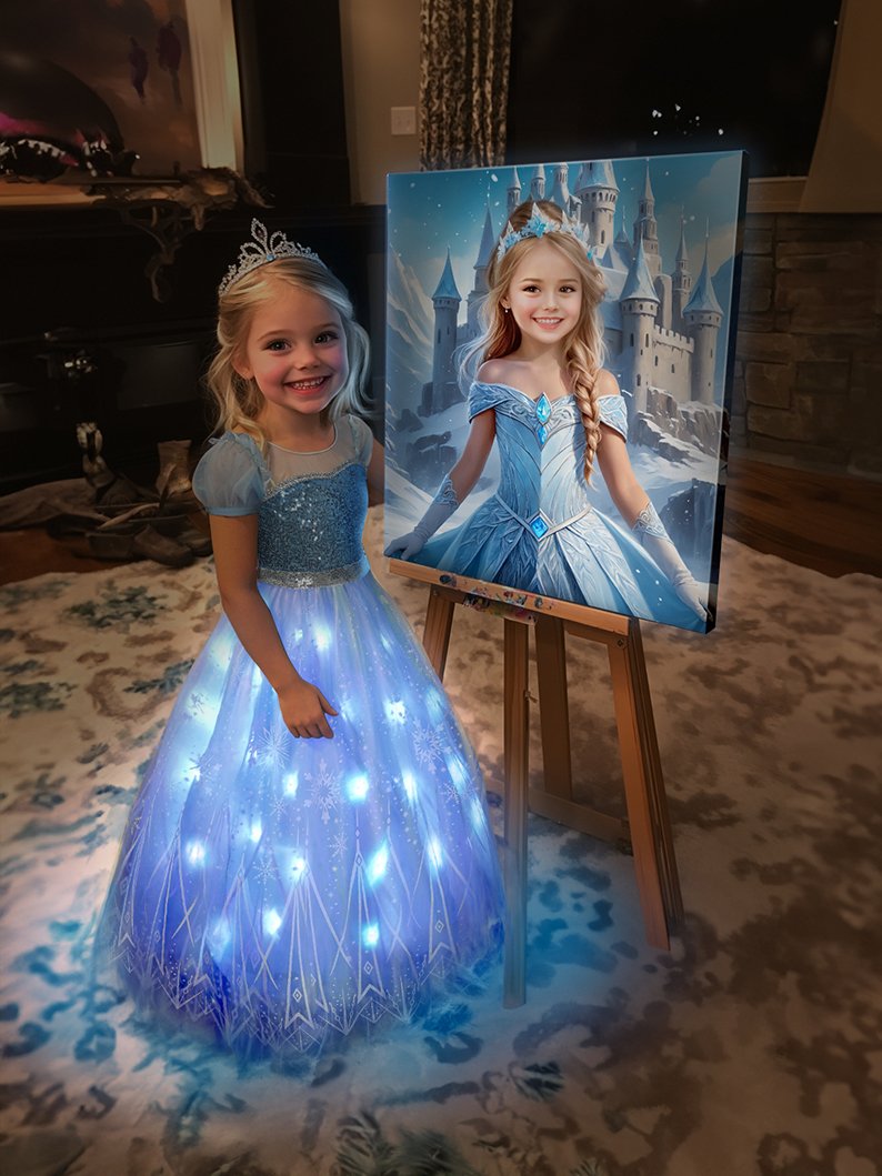 Princess Dream Come True Set: Light - up Dress + Custom LIight up Portrait - Uporpor