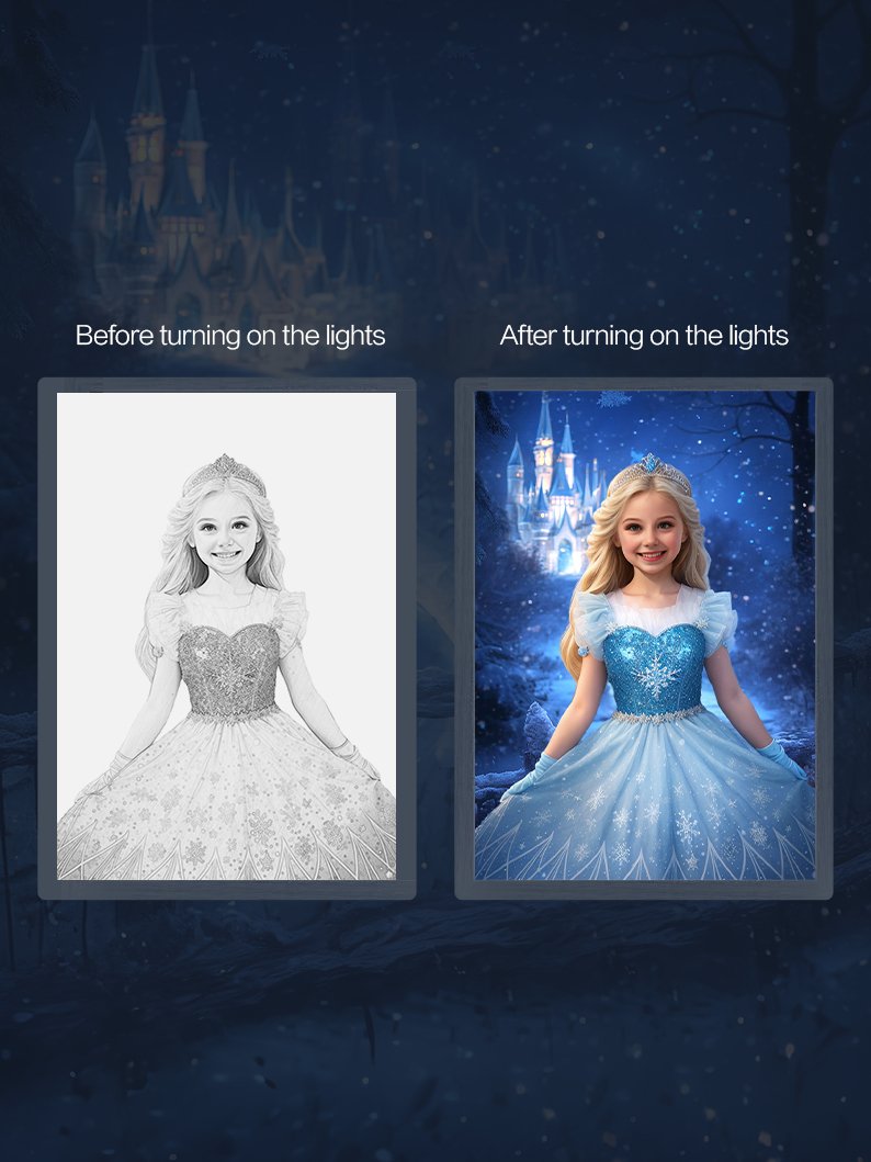 Princess Dream Come True Set: Light - up Dress + Custom LIight up Portrait - Uporpor