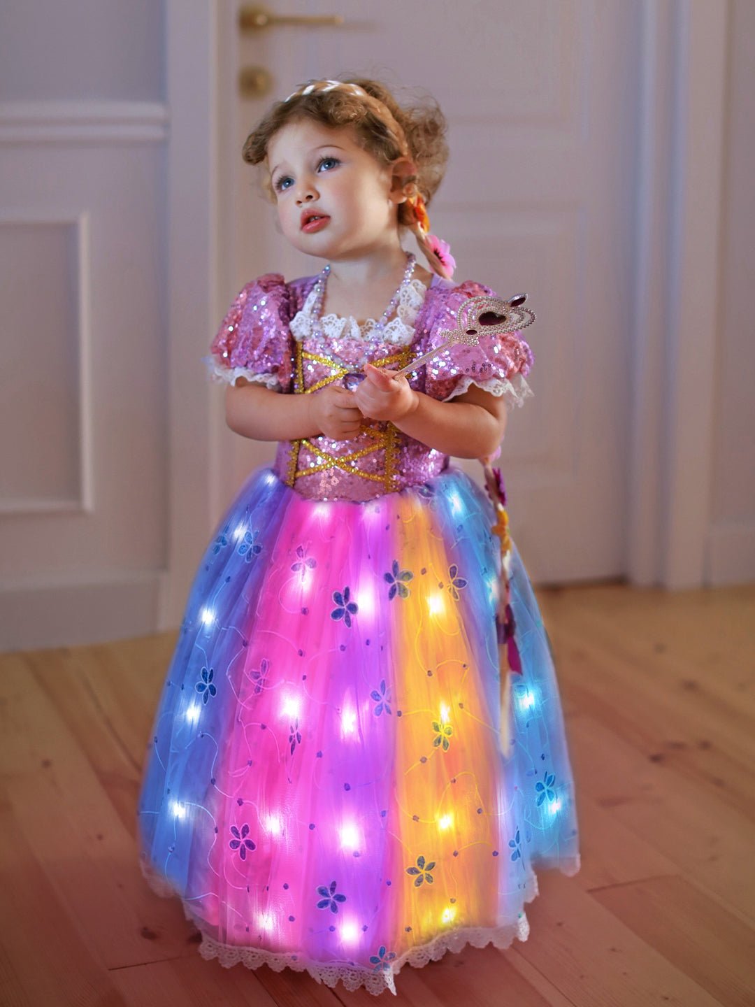 Rapunzel Princess Colorful Set Light Up Costume For Girl - Uporpor