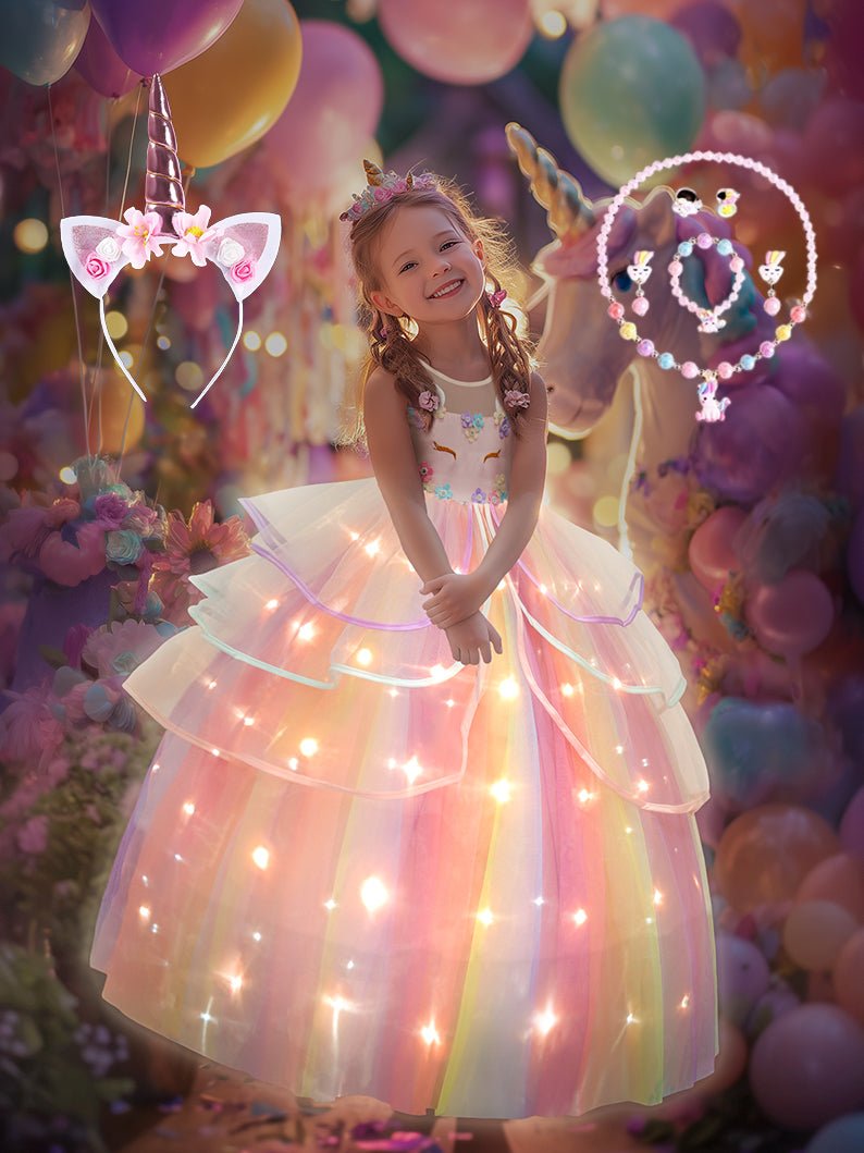 Unicorn Light Up Princess Dress - Uporpor, Dress+Accessories / 11-12Y Unicorn Light Up Princess Dress - Uporpor, Dress+Accessories / 11-12Y
