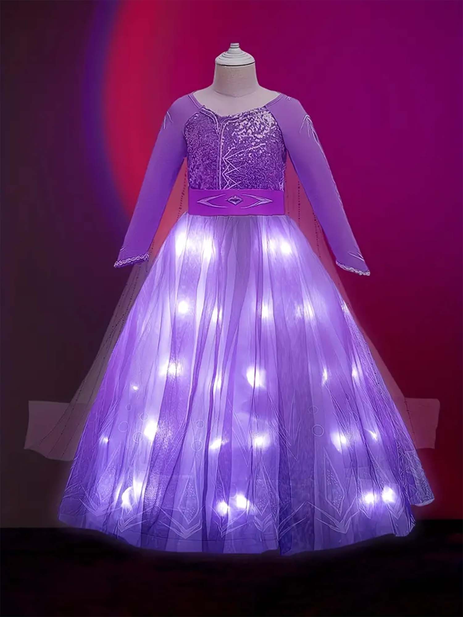 Glowing Purple Winter Princess Dress for Girls – Sparkling Fantasy Costume