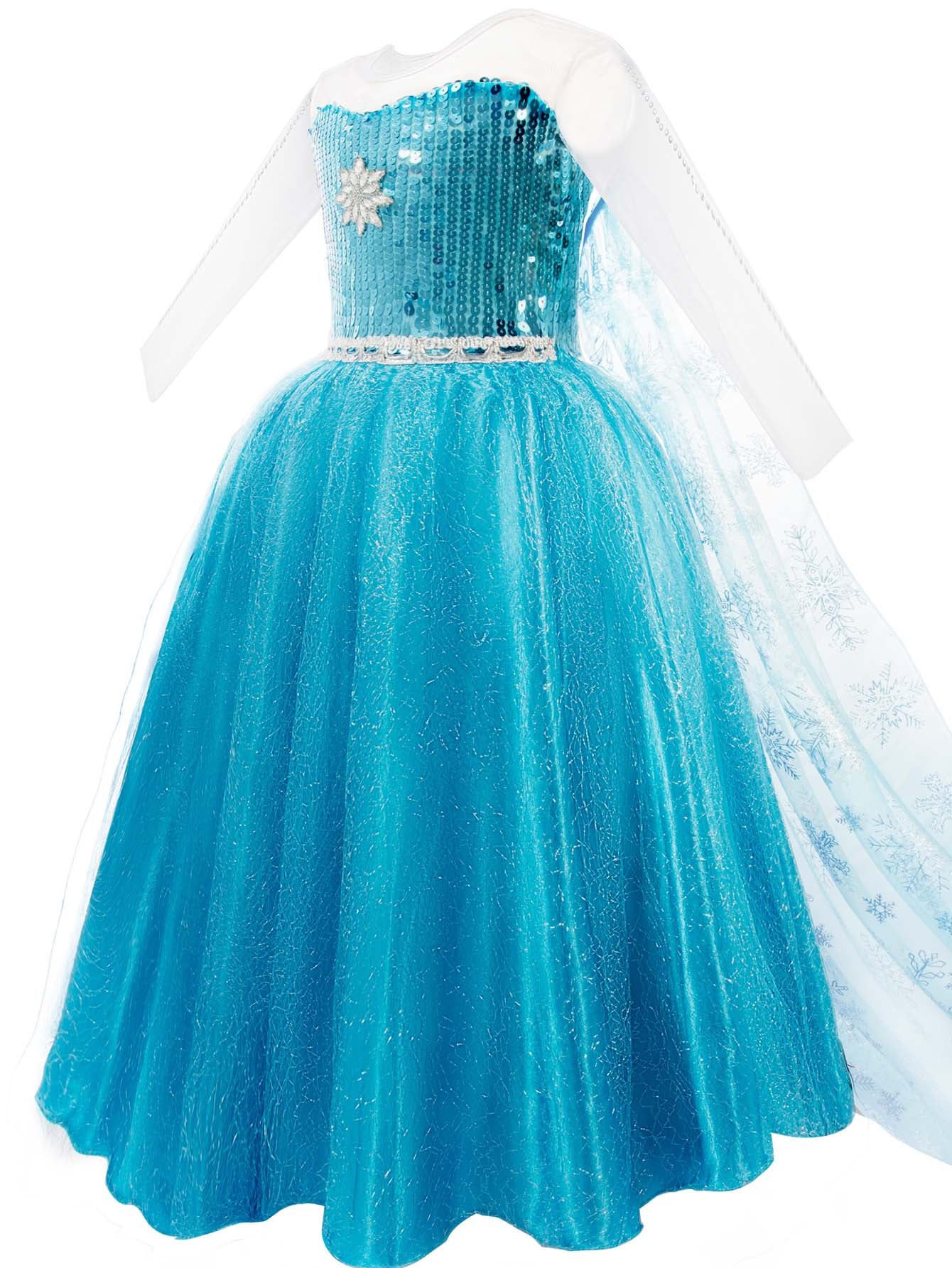 Sparkling Light-Up Snow Princess Party Dress for Girls