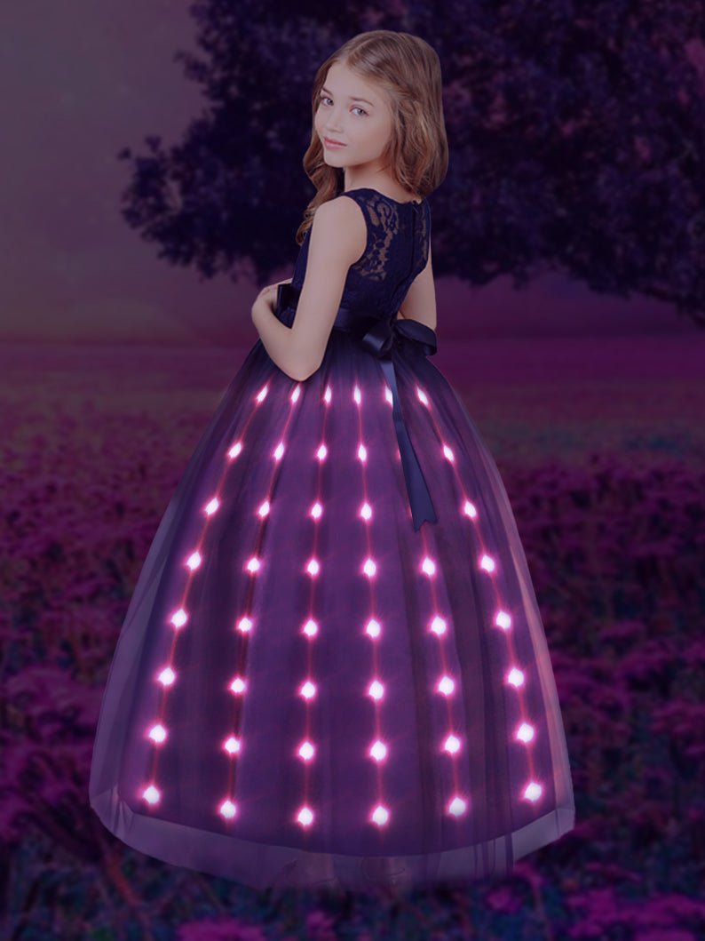 LED Light Elegant Solid Lace Party Dress - Uporpor