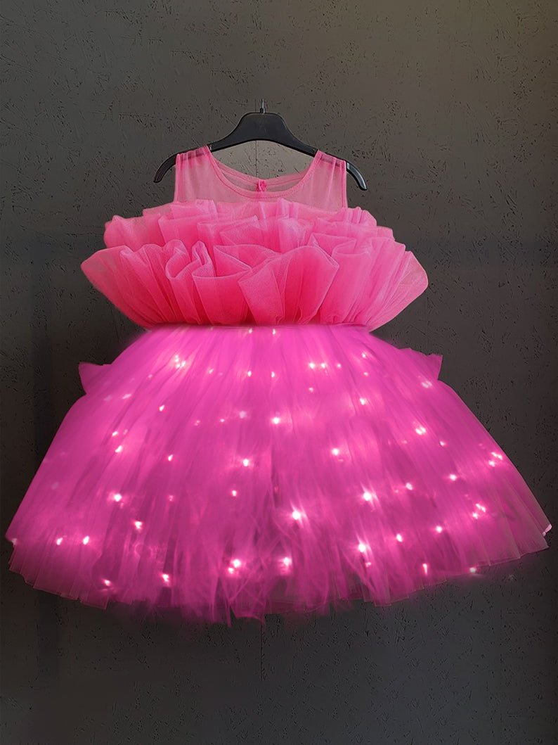 Brabei Princess Tulle Party LED Dress Hot Pink