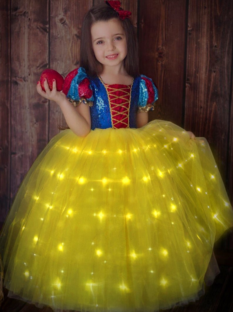 Snow White Sparkling LED Costume - Kids' Fairy Tale Themed Party Dress - Uporpor