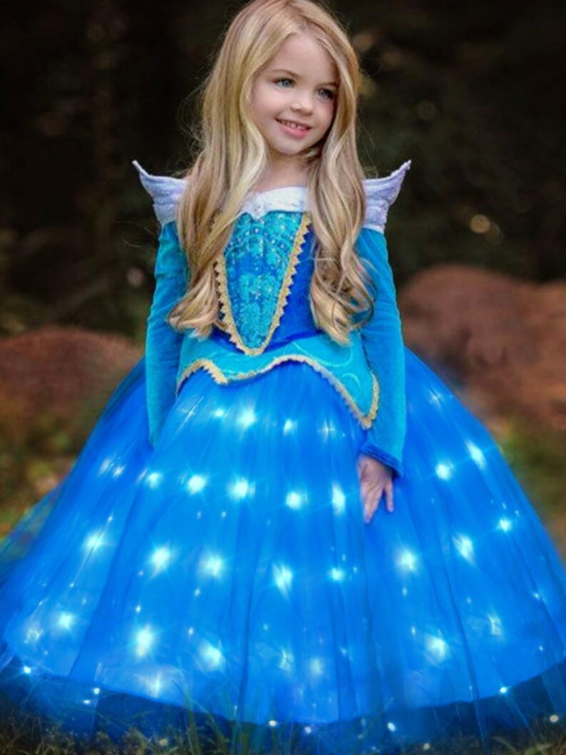 Light Up Princess Aurora Costume For Kids Sleeping Beauty - Uporpor