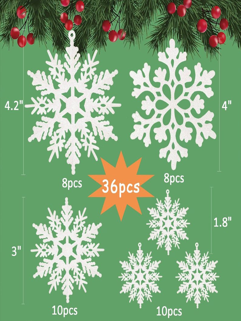 36pcs Christmas White Snowflake Ornaments for Christmas Tree Decorations- Uporpor - Uporpor