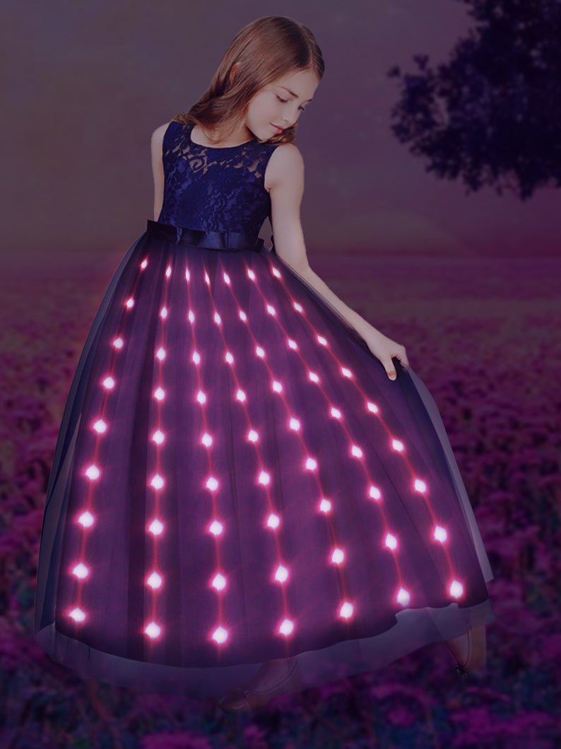 LED Light Elegant Solid Lace Party Dress - Uporpor