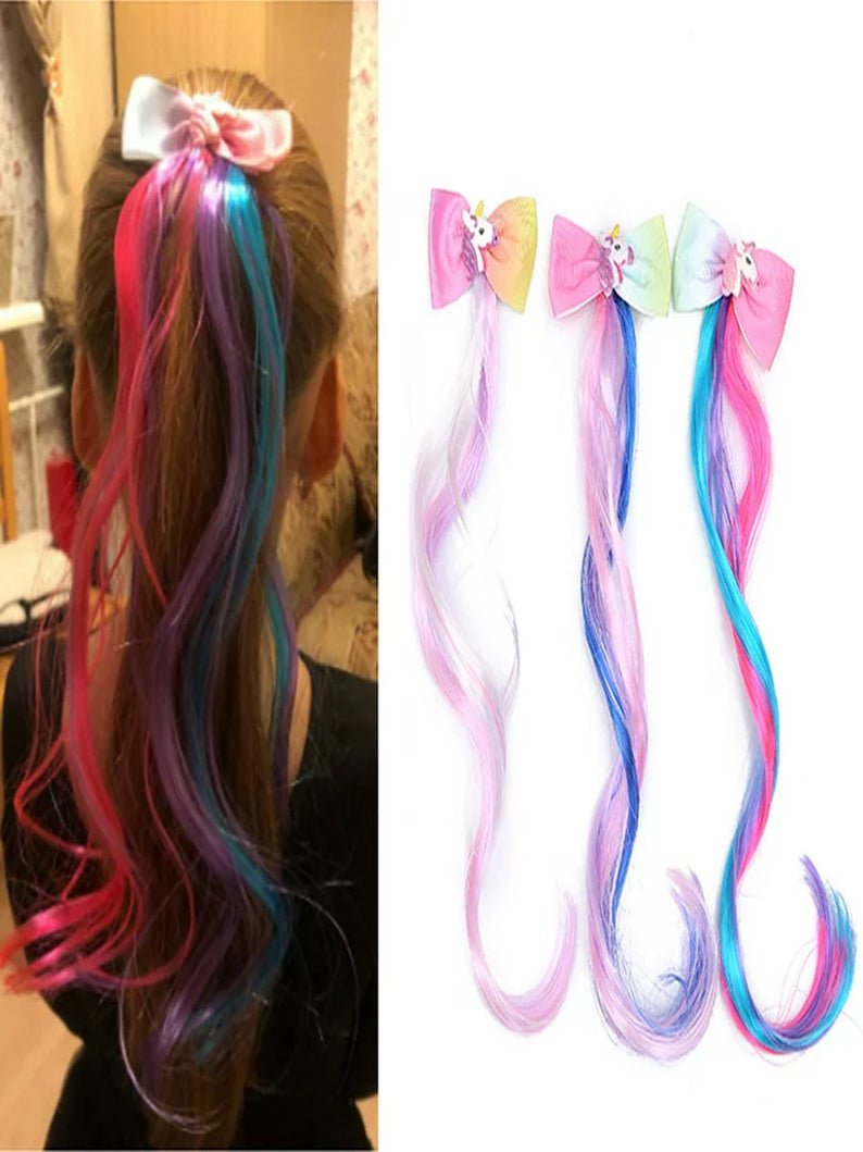 6 Colors Unicorn Bow Curly Ponytails Hair Clips - Uporpor - Uporpor