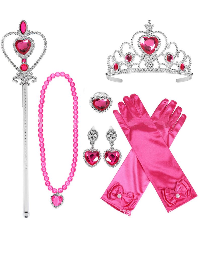 6 pcs/set Princess Dress Up Crowns Wands Necklaces Rings Gloves Earrings Cosplay - Uporpor