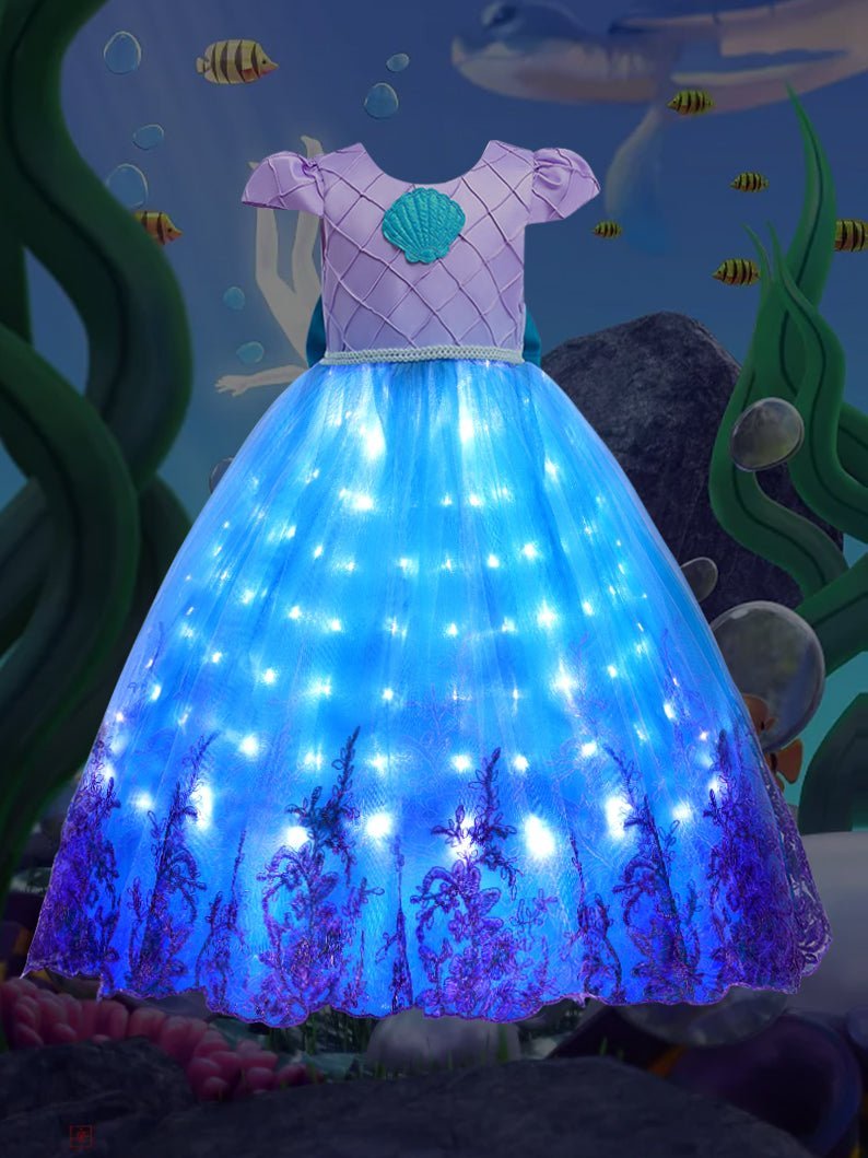 【Christmas set】 Glowing Costumes for Girls short-sleeve Mermaid Dress Princess Dress Party Outfit-Uporpor - Uporpor