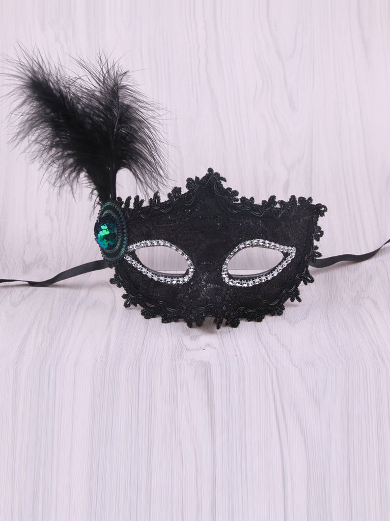 Costume Mask Feather Masquerade Mask Halloween Mardi Gras Cosplay Party Masque - Uporpor - Uporpor