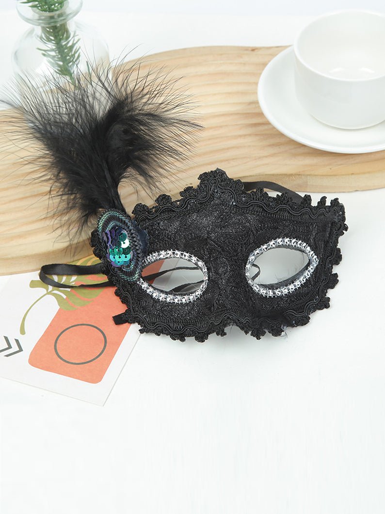 Costume Mask Feather Masquerade Mask Halloween Mardi Gras Cosplay Party Masque - Uporpor - Uporpor