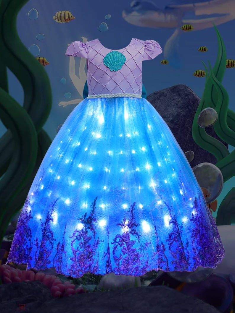Glowing Costumes for Girls short-sleeve Mermaid Dress Princess Dress Party Outfit-Uporpor - Uporpor