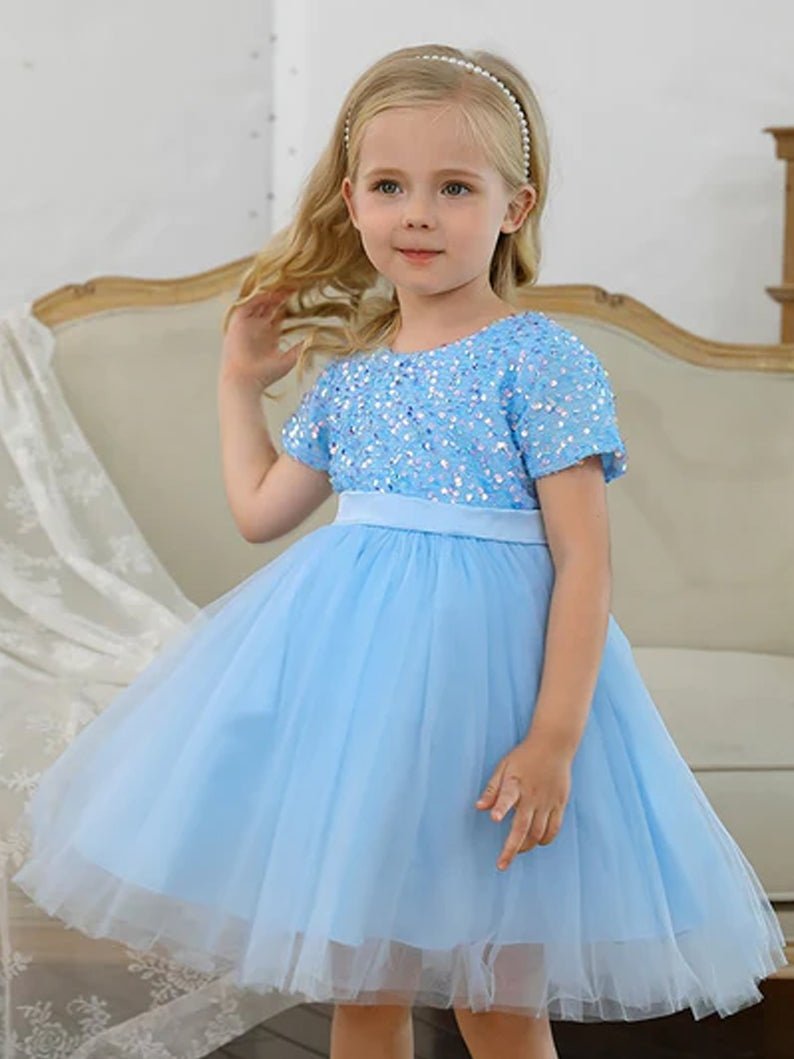 Glowing Sequins Princess A-Line Dress for Girl Party - UPORPOR - Uporpor