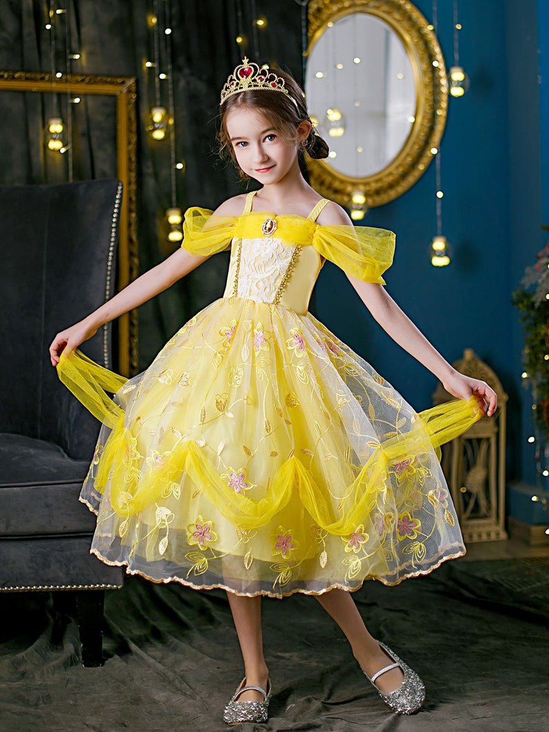 Glowing Short-sleeve Belle Princess Dress Up for Girls Costume Party - Uporpor - Uporpor