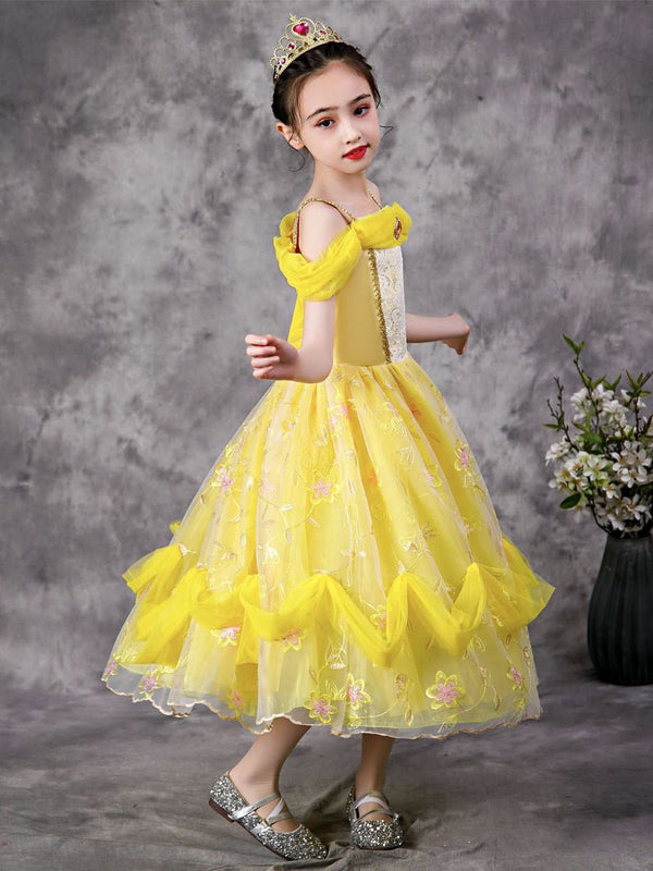Glowing Short-sleeve Belle Princess Dress Up for Girls Costume Party ...