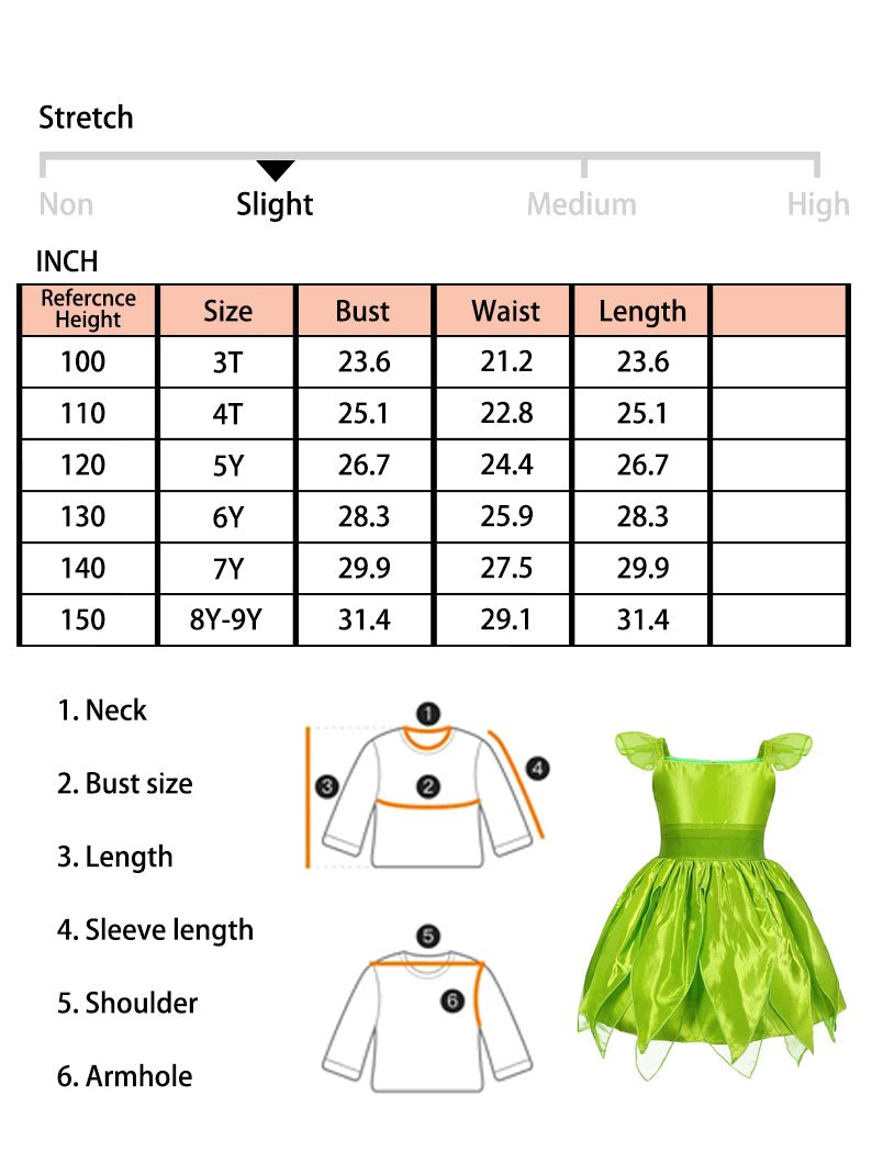 Glowing short-sleeve Tink Bell Costume for Girls Fancy Party Fairy Dress Outfit - Uporpor - Uporpor