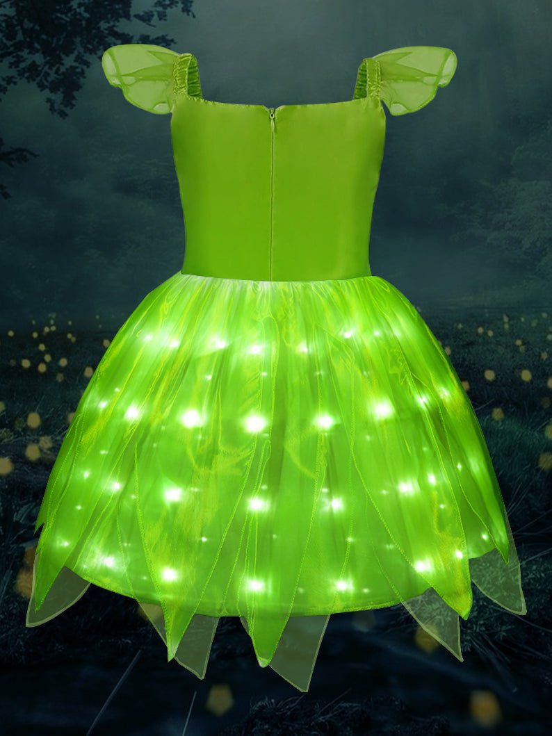Glowing short-sleeve Tink Bell Costume for Girls Fancy Party Fairy Dress Outfit - Uporpor - Uporpor