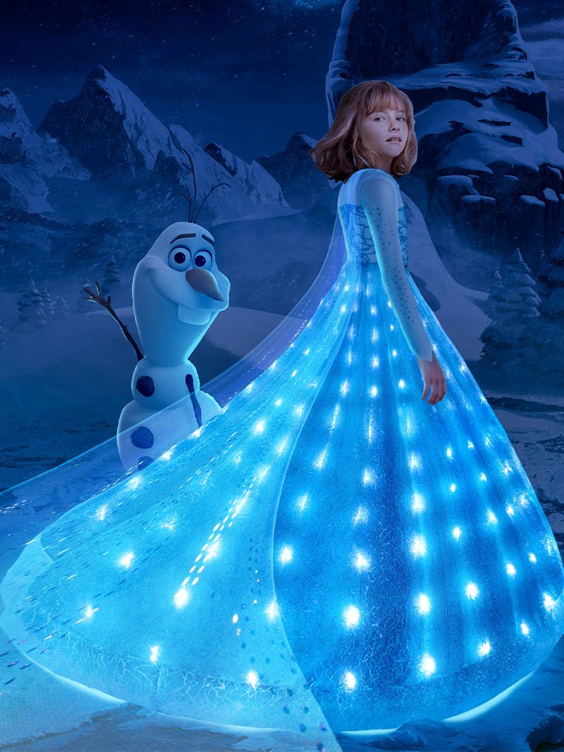 Uporpor – robe princesse raiponce à LED pour enfants, déguisement