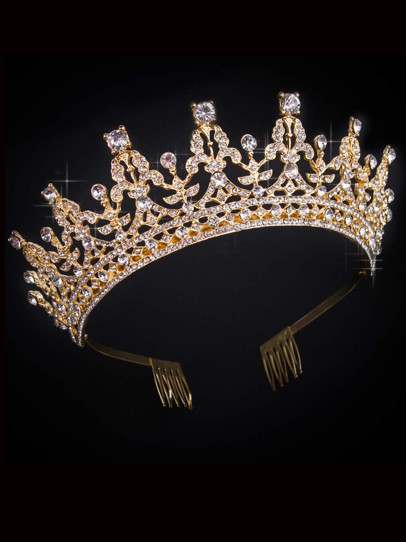 Gold Tiara Crystal Crowns for Pageant Party - Uporpor