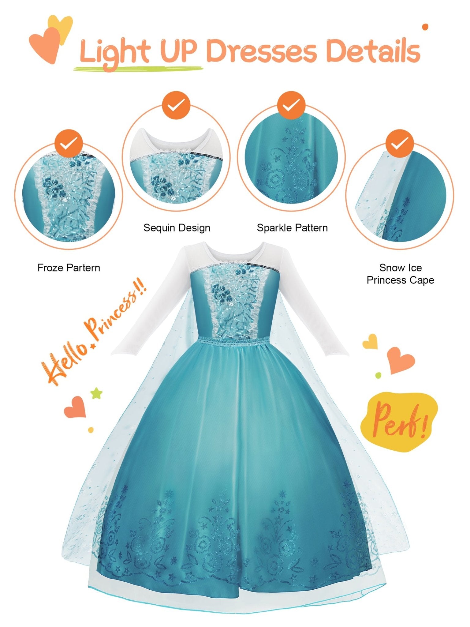 LED Long Sleeve Princess Dress - Uporpor