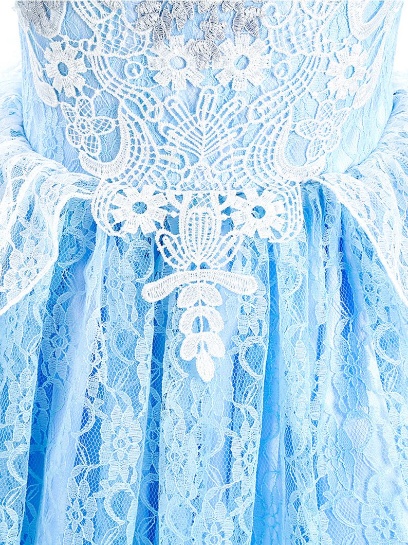 Light Up Cinderella Princess Lace Dress Up Costume for Girls Party - UPORPOR - Uporpor