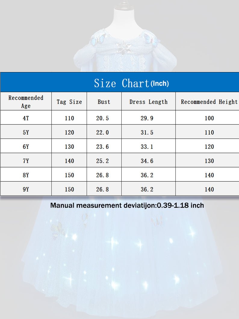 Light Up Cinderella Princess Long-Sleeve Dress Up Costume for Girls Halloween - UPORPOR - Uporpor