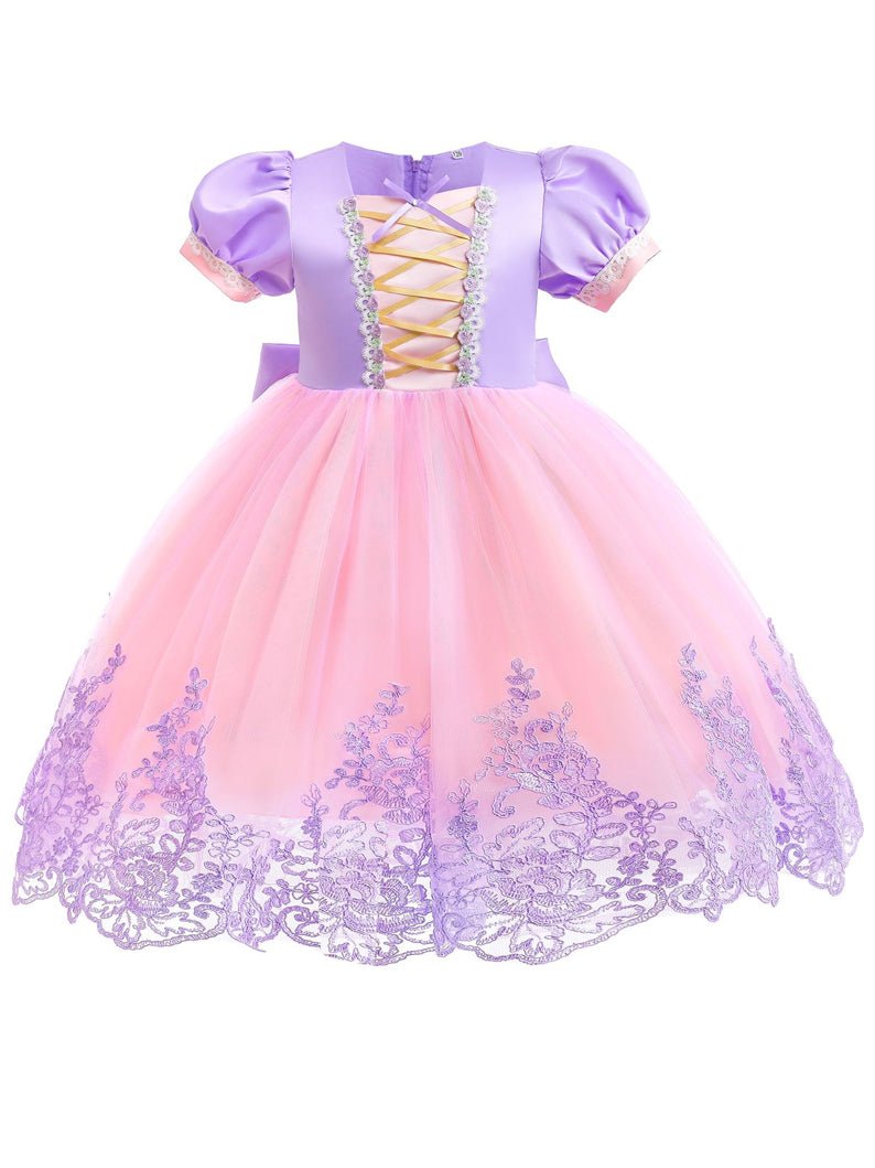Light Up Floral Edge Puffy Dress For Girls' Party - Uporpor - Uporpor