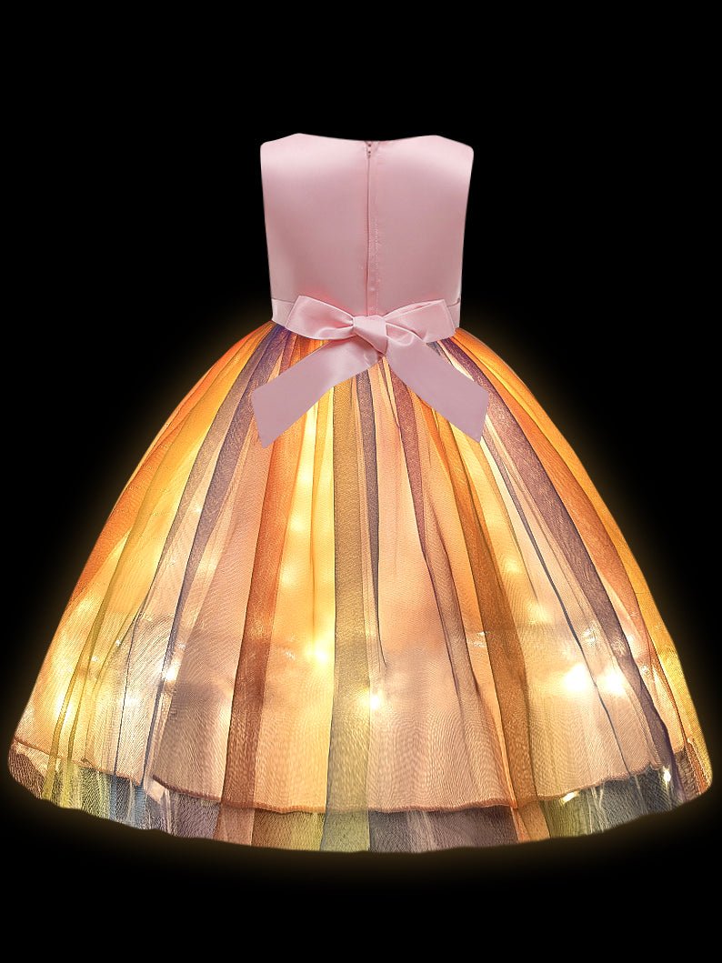 Light up Girls Sequin Rainbow Princess Party Dress - Uporpor - Uporpor