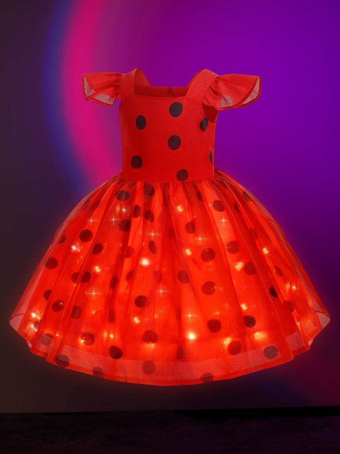 Light up Princess ladybug Costume for Girls Party Uporpor