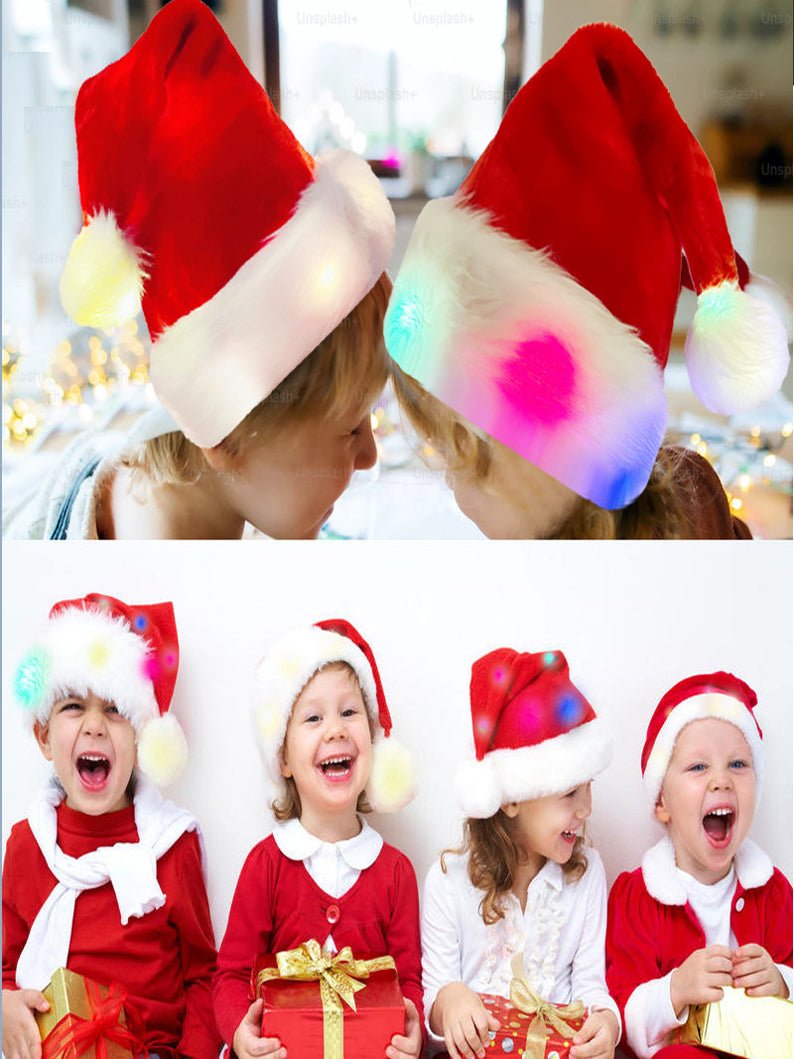 Light Up Plush Santa Hat Christmas Hats for Kids - Uporpor - Uporpor