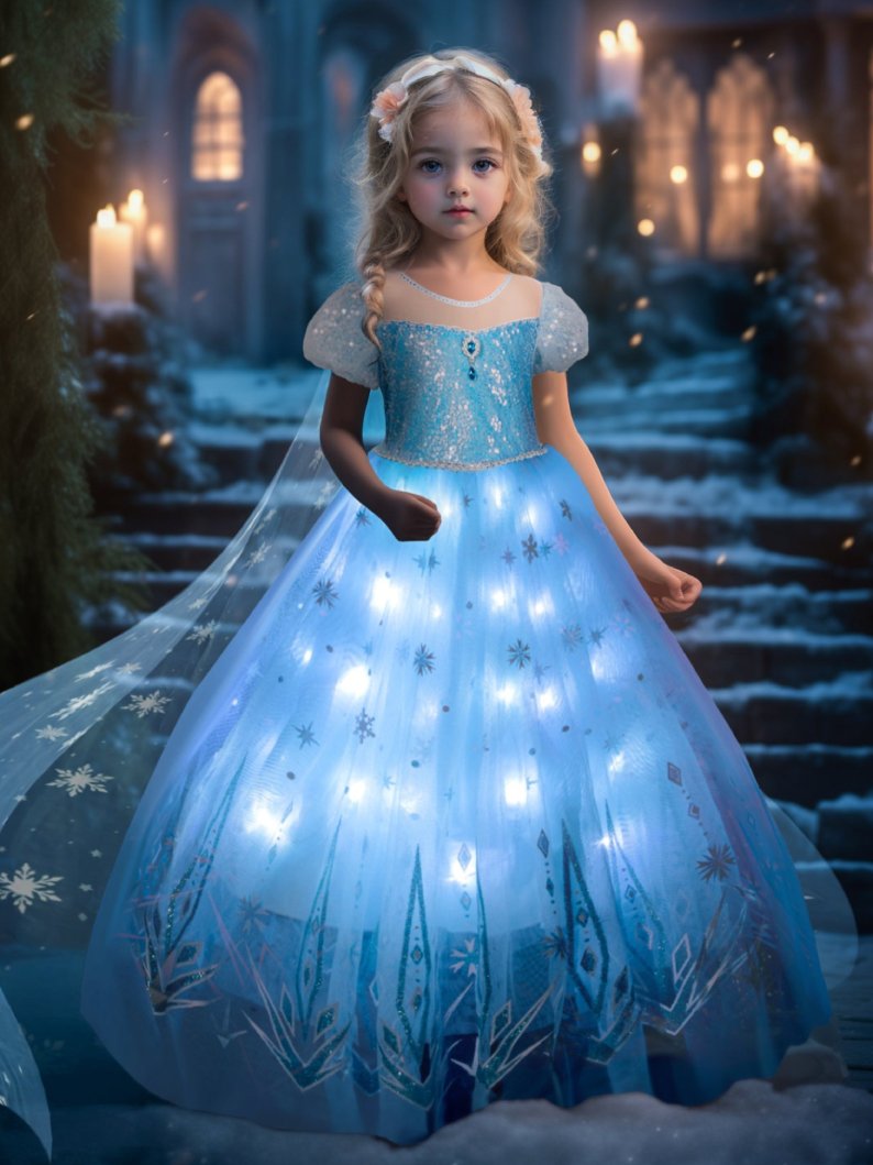 Uporpor Rapunzel Princess LED Dress for Children Tangled Disguise