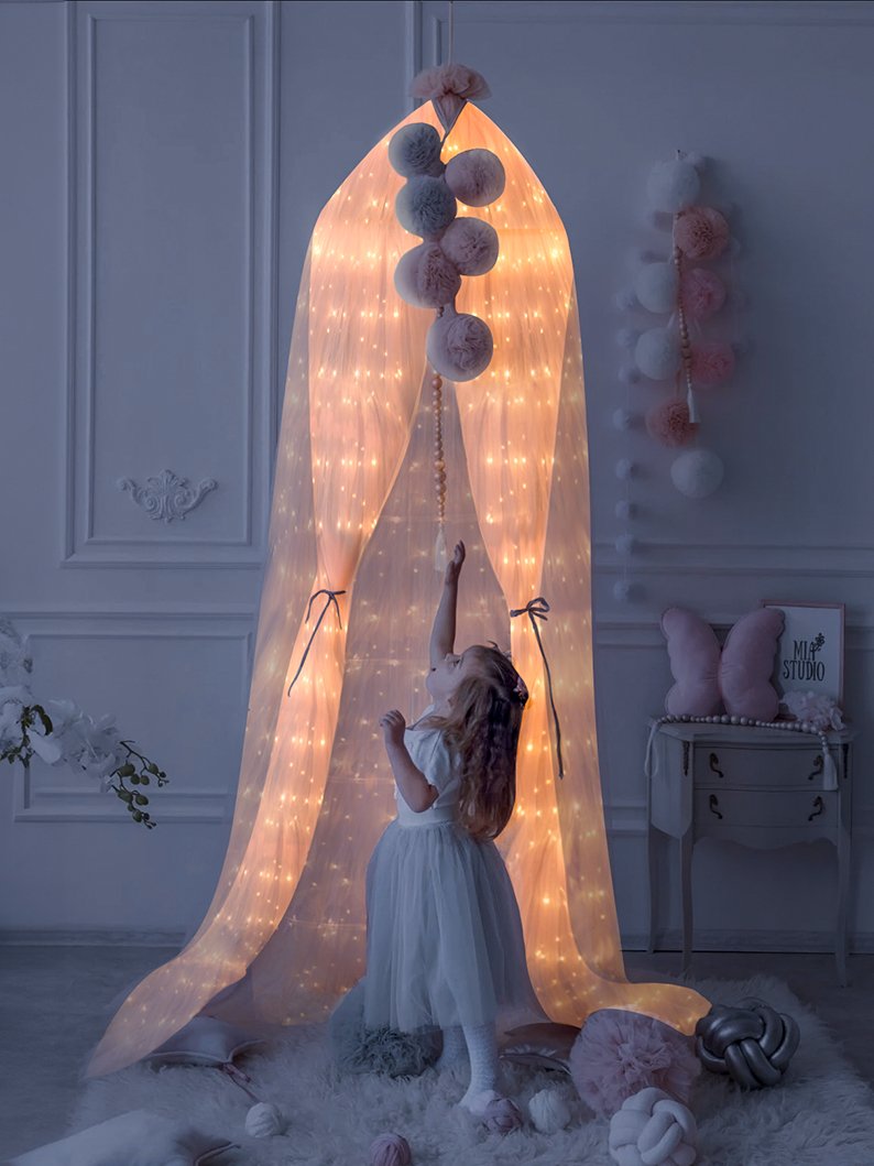 Light up Princess Play Canopy for little Girl Bedroom Reading Corner- Uporpor - Uporpor