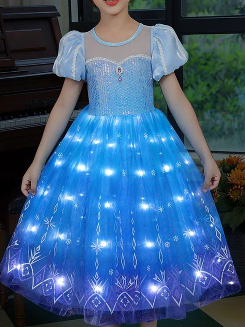 Light up puff sleeve Princess Costumes for Little Girls Elsa - Uporpor - Uporpor