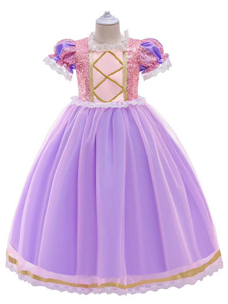 Light Up Rapunzel Princess Puff Sleeve Embroidery Sequins dress for Girls Party - Uporpor - Uporpor