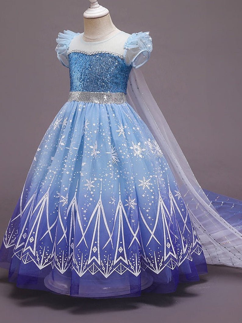 Glowing Princess Elsa Dress Costume Birthday Party Dress for Toddler