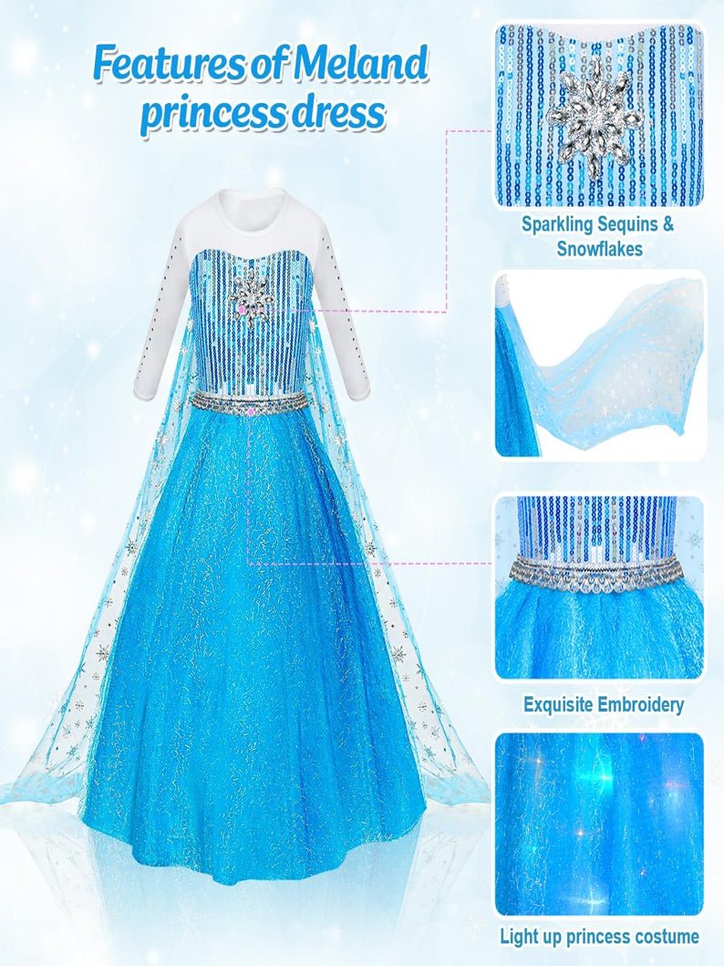 Light Up Snow Princess Dresses for Girls Party - Uporpor - Uporpor
