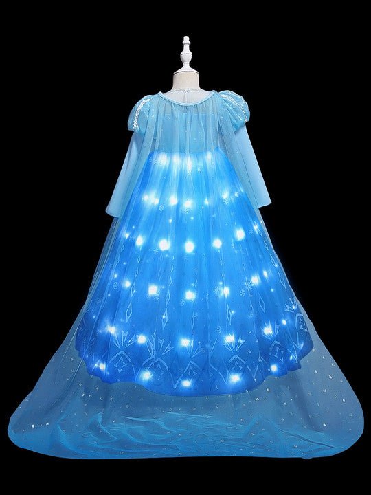 Light-Up Snow Princess Long-Sleeve Party Dress for Girls - Uporpor